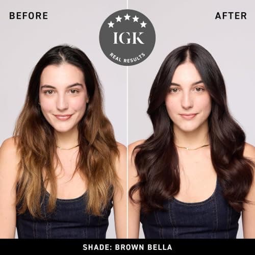 IGK Brown Bella Color Depositing Hair Mask | Chocolate Brown Semi Permanent Hair Color Conditioner + Gloss Toner | Hydrating Formula Adds Shine + Refreshes Color | Vegan + Cruelty Free | 6 oz - Thumbnail 2