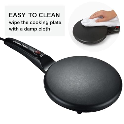 Golden Prairie 8" Electric Crepe Maker, Nonstick Crepe Pan with Long Handle, Auto Temperature Control, Quick Heat-Up 800W, Easy Clean, PFOA & BPA Free with Batter Tray - Thumbnail 5