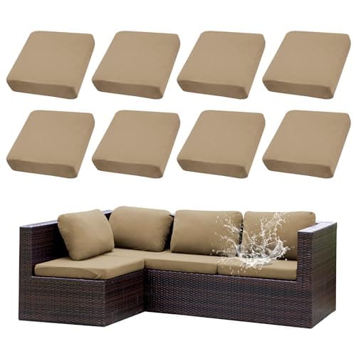 SUKAIKEQA Outdoor Cushion Covers Set,8PCS Waterproof Patio Furniture Couch Seat Slipcovers, Replacement for Sofa Sectional Chair(Cover，Only) - Image 1