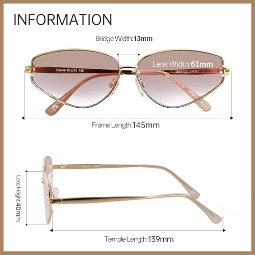 Vylenxio Trendy Y2K Cat Eye Sunglasses for Women and Men, Metal Frame - Thumbnail 4