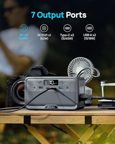 DaranEner Portable Power Station 100W(200W Peak) LiFePO4 Solar Power Bank, 89.6Wh Small Generator, Power Station with AC & PD Fast Charging for Camping,Home,Backup,Outdoor,Emergency,RV - Thumbnail 3