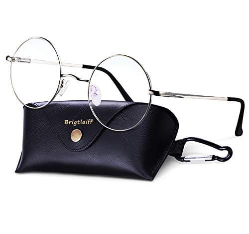 Brigtlaiff Round Blue Light Blocking Glasses for Men Women (Silver Frame) - Image 1