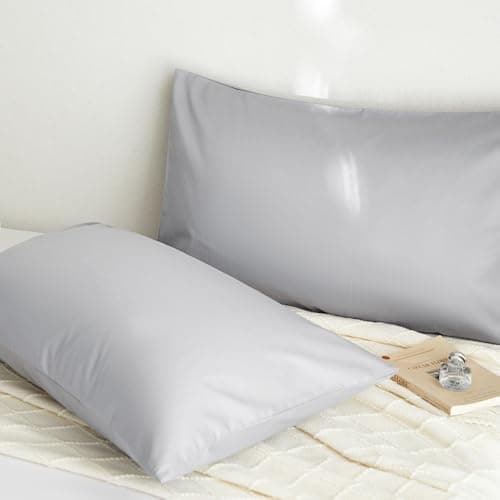 DCSKY Organic Cotton Queen Pillowcases - Set of 2, 800 Thread Count Cotton Pillowcases - Soft and Breathable Envelope Closure Pillow Cases - 20x30 Pillow Covers for Bed,Grey