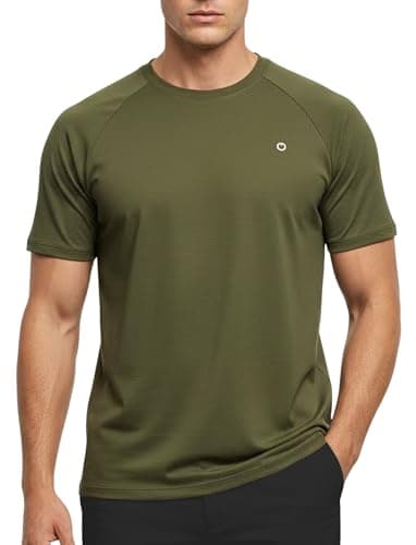 PATPAT Men's Dry-Fit Workout T-Shirts Rash Guard Swim Shirts Moisture Wicking Tee for Athletic, Beach, Hiking, Army Green, M - Image 1