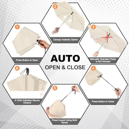 Lejorain Mini Flat Umbrella Compact - Foldable Auto Open Close Umbrellas for Purse Tiny Lightweight Strong Umbrella for Wind and Rain - Thumbnail 4