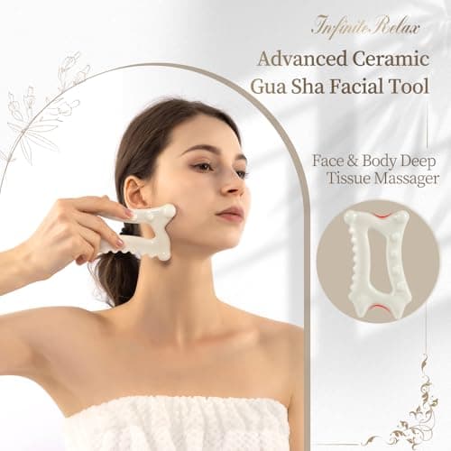 InfiniteRelax Ceramic Body Gua Sha Tools, Advanced Trigger Point Massage Tools, Korean 괄사 Gua Sha Facial Tools, Lymphatic Drainage Tools Gifts for Mother Women Men(Dual Row Style) - Thumbnail 4