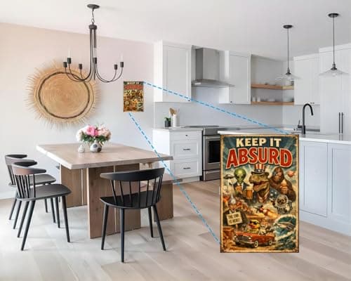 Keep It Absurd Metal Sign - 8x12 Inch Vintage Tin Plaque Featuring Dinosaur, Alien, Bigfoot, Pug Astronaut, and More Fun Pop Culture Art, Perfect for Quirky Home or Office Decor - Thumbnail 3
