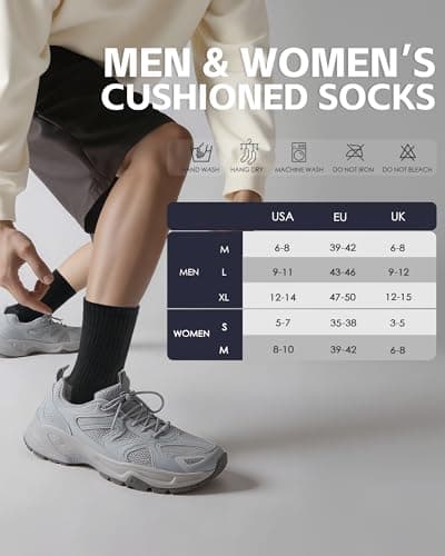 Vanfvok Cotton Crew Socks for Work Hiking, Thermal Warm Winter Boot Sock Cushioned Moisture Athletic Sports Running (6 Pairs) - Thumbnail 6