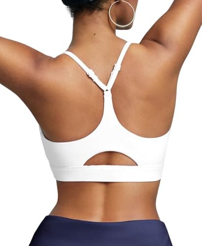 BRXL Sports Bras for Women Sewn in Pads Sport Bras Y Back Low Impact Sports Bra White Sports Bras White M - Image 1
