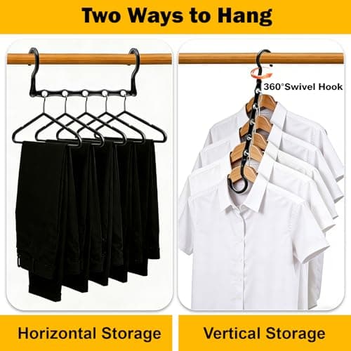 Closet Organizers and Storage, 8 Pack Stronger Space Saving Hangers for 40 Clothes, College Dorm Room Essentials for Guys Girls, Clothes Hanger with 5 Holes, Closet Storage, Magic Home Organization - Thumbnail 3