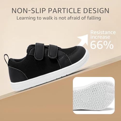 STQ KIDS Toddler Shoes Boys Wide Toe Box Barefoot Shoes Lightweight Kid Tennis Sneakers Zero Drop Comfort First Walking Running Shoe for Outdoor Indoor Black White Infant Size 4 - Thumbnail 6