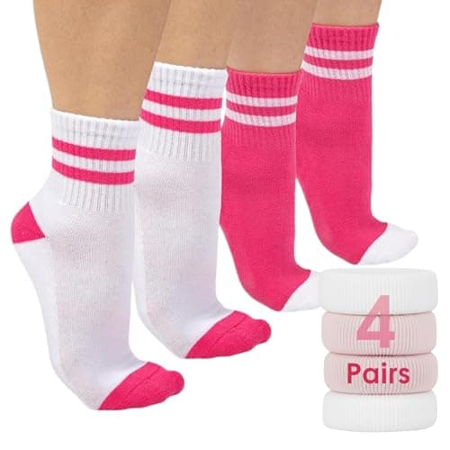 Forever Bambe Retro Mini Crew Socks for Women - 4 Pink Socks