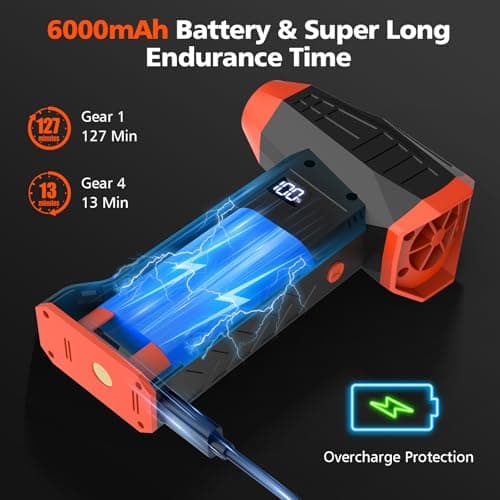 Electric Compressed Air Duster, 110000RPM Cordless Portable Air Blower Mini Powerful Jet Dry Blower 4 Adjustable Speeds Levels Rechargeable for Keyboard, PC, Car - Thumbnail 4