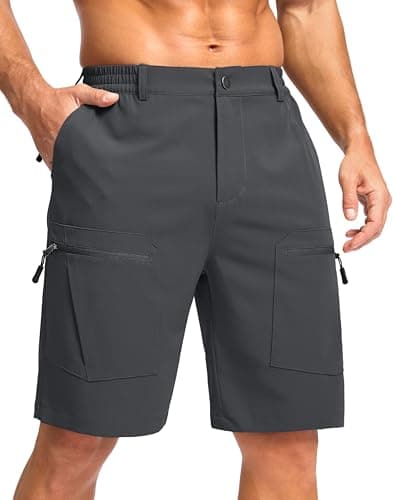 Pudolla Men's Hiking Cargo Shorts 9" Lightweight Stretch Travel Work Shorts for Men Outdoor Casual with 5 Pockets(Charcoal Medium) - Image 1
