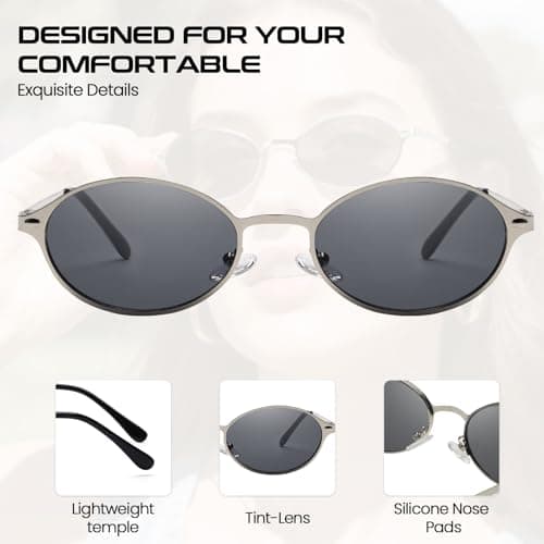 SODQW Trendy Oval Sunglasses for Women Small Gold Frame Fashion Designer Ladies Shades with UV400 Protection - Thumbnail 3