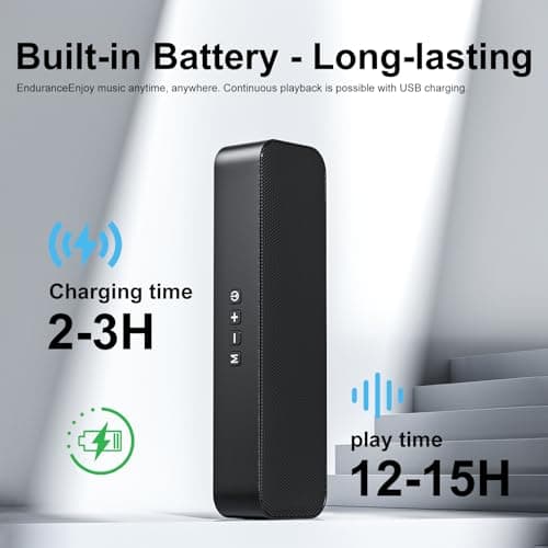 Computer Speakers for Desktop PC,Rechargeable Bluetooth Speaker,Small Computer Soundbar with Stereo & Bass,3.5mm Aux-in,TF Port,Loud Volume for Web Conferences,Teacher,Music (Black) - Thumbnail 2