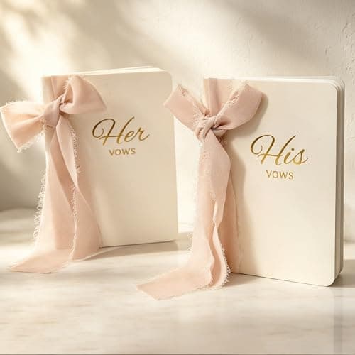 Wedding Vow Books His and Hers, Soft Touch Cover with Ribbon & Gift Box, 28 Lined Pages, Premium Elegant Keepsake for Bride & Groom Ceremony, Wedding Gift & Registry Must-Haves (Ivory & Ivory)