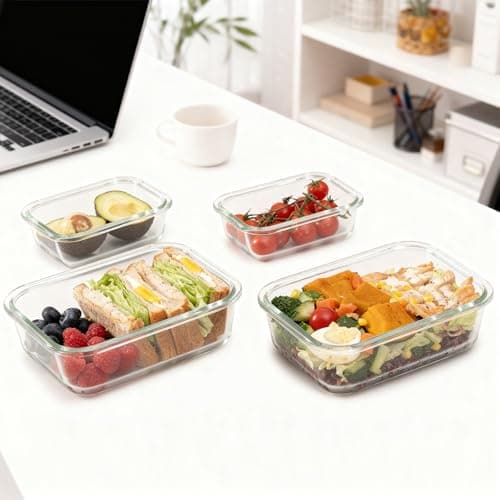 GENICOOK Airtight Glass Meal Prep Containers 15-Pack with Locking Lids – Leak-Proof Food Storage Containers Set, BPA-Free Borosilicate Glass, Microwave, Oven, Freezer & Dishwasher Safe - Thumbnail 4