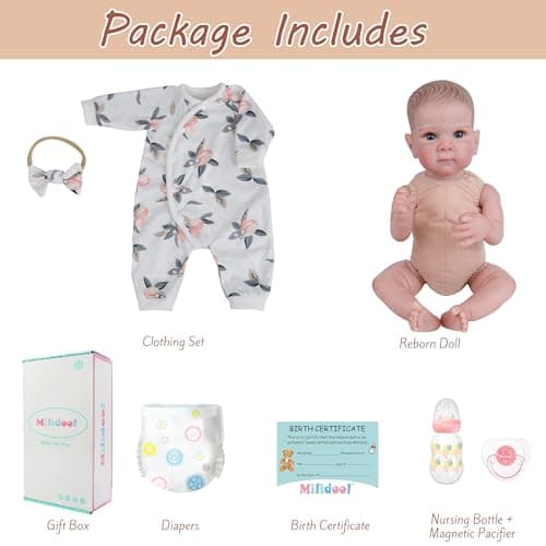 Milidool Lifelike Reborn Baby Dolls Girl - 20 Inch Realistic Newborn Baby Dolls with Poseable Body, Real Life Baby Dolls with Accessories for 3+ Year Old Girls Gifts, Pretend Play, Collection - Thumbnail 5