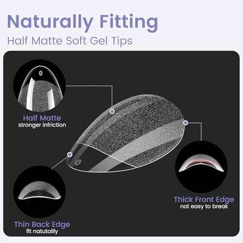 Extra Short Almond Nail Tips: 240Pcs Small Clear Almond Nails Soft Gel Fake Nail Tips for Nail Extension, 12 Sizes Full Cover Clear Press on Nails for Girls for Home DIY Salon - Thumbnail 3
