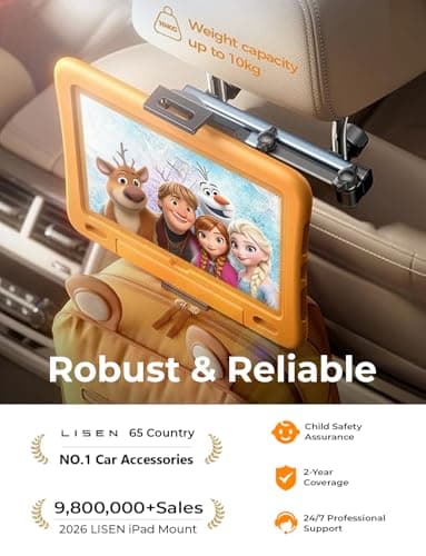LISEN for iPad Holder Car Road Trip Essentials Travel Activities for Toddler Kids Gifts, Car Accessories for Women Moms Truck Interior 3in1 Tablet Holder for Back Seat Car Camping Headrest Organizer - Thumbnail 2