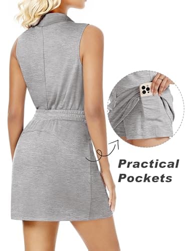 Casly Lamiit Womens 2 Piece Skirt Sets Summer Athletic Outfits Short Tennis Skorts Cruise Spring Break Outfits 2026 Active Sports Back to School Track Suit Light Grey S - Thumbnail 2