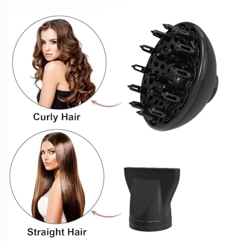 Hair Dryer - JINRI 2000W Diffuser Blow Dryer for Salon & Personal Use – Powerful, Fast Drying with Diffuser & Nozzle for Women & Men, ALCI Safety Plug, Black - Thumbnail 3