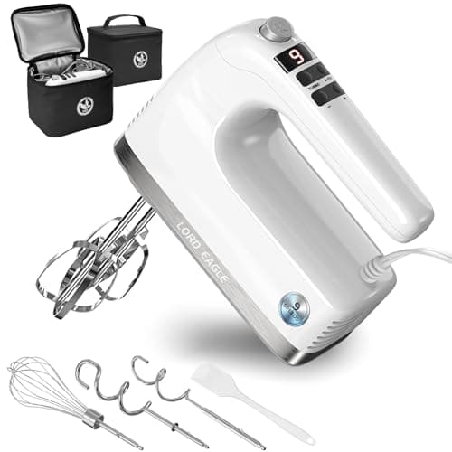 Lord Eagle 9-Speed Digital Hand Mixer Electric Handheld, 500W DC Motor Kitchen Mixer for Cake Baking, Lightweight Egg Beaters with Stain-resistant & Waterproof Storage Bag & 6 Accessories - Image 1