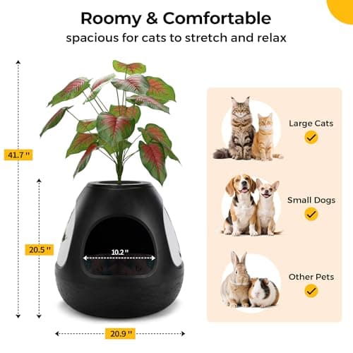 Copod8 Cat Bed Heated Pet Cave 4-in-1 Kitty Warming House Condo with Replaceable Scratching Board, Heating Pad and Air Purifier for Indoor Cats Rabbits Guinea Pigs Small Dogs (Black) - Thumbnail 5