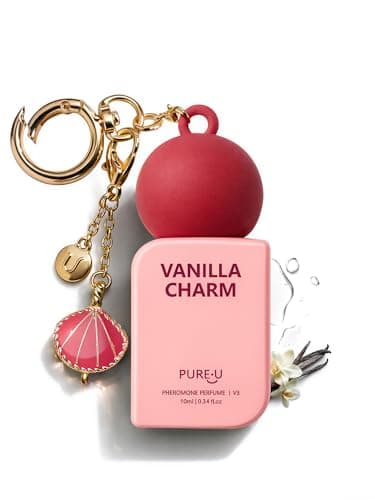 PUREU Creamy Vanilla Sandalwood Pheromone Perfume Oil for Women, Long Lasting Extrait de Parfum Roll On with Clip-on Keychain, Alcohol-Free Sweet Gourmand Travel Size for Date & On-the-Go, 0.34 Fl OZ - Image 1