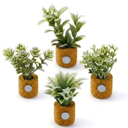 4Pcs Plant Fridge Magnets,Mini Vase Magnets for Fridge with Fake Plants,Cute Refrigerator Magnets for Kitchen Home Decoration,Gifts for Women and Men - Image 1