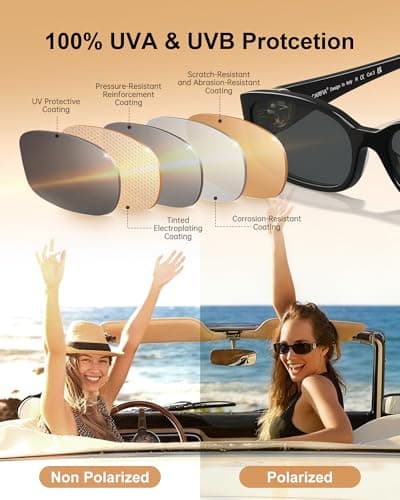 CARFIA Chic Sunglasses Womens Trendy UV400 Protection, Retro Tortoiseshell Acetate,Rectangle Anti-Reflective Lenses Shades - Thumbnail 4