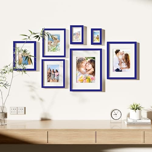 decorUhome 12x16 Picture Frame Set of 10, Display Photos 8.5x11 with Mat or 12x16 Unmatted for Picture Frames Collage Wall Decor, Royal Blue - Thumbnail 5