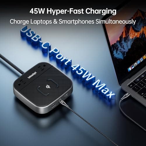 Teleadapt GaN Multi Charging Station 67W, 6 in 1 iPhone Charging Station with USB Ports, 2AC Outlets, 1 USB A & 2 USB C Ports, Desktop Phone Charger for iPhone14/13/12/11/X/Samsung/Android, Grey - Thumbnail 4