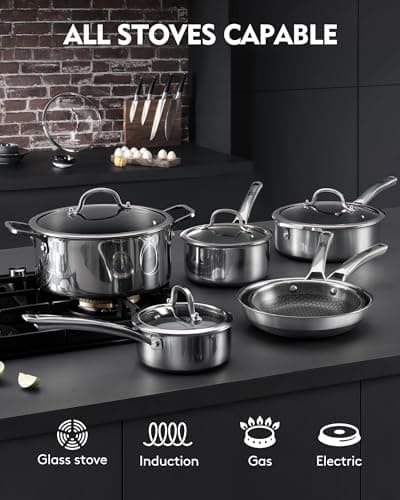 SNOWCLAD Pots and Pans Set Non Stick | Stainless Steel Kitchen Cookware - Thumbnail 6