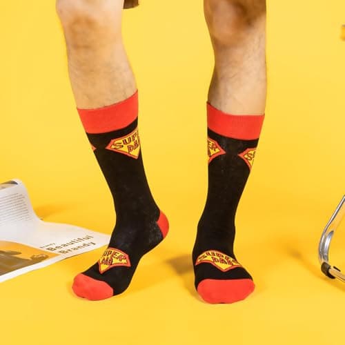 BONANGEL Men's Novelty Socks, Cotton Crew Funny Socks, Father's Day Birthday Gift for Dad from Daughter Son - Thumbnail 2