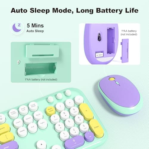 Dilter Wireless Keyboard and Mouse Combo, Typewriter Full Size Keyboard with Number Pad and 2 in 1 USB Connected Mouse Plug Play for Windows 7/8/10, Laptop, Desktop, PC, Computer - Thumbnail 5