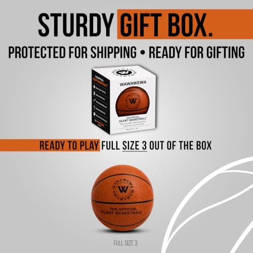 WAWAWEWA The Official Silent Basketball Mini Size 3 (22") – Ready to Play Indoor Basketball for Quiet Dribbling – Airless Indoor Training PU Foam Basket Ball for All Ages - Thumbnail 2