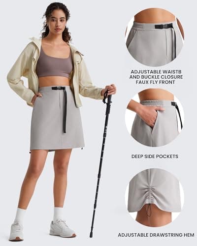 G4Free Women's Skirts Knee Length Hiking Athletic Casual Workout Golf Skirt with Pockets Buckle Adjustable Waist Hem Summer(Chime Gray,S) - Thumbnail 4