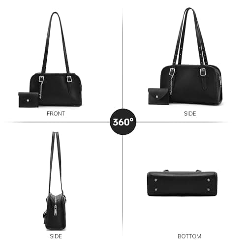 Goinsound Swing Zip Shoulder Bag Swing Purses for Women Shoulder Bag for Women Handbags with Adjustable Strap Black - Thumbnail 6