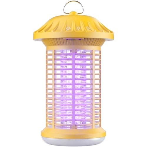 Bug Zapper Indoor & Outdoor, Water Proof Mosquito Zapper with LED Light, 4200V Electric Bug Zapper for Home Patio Office Courtyard（Yellow） - Image 1