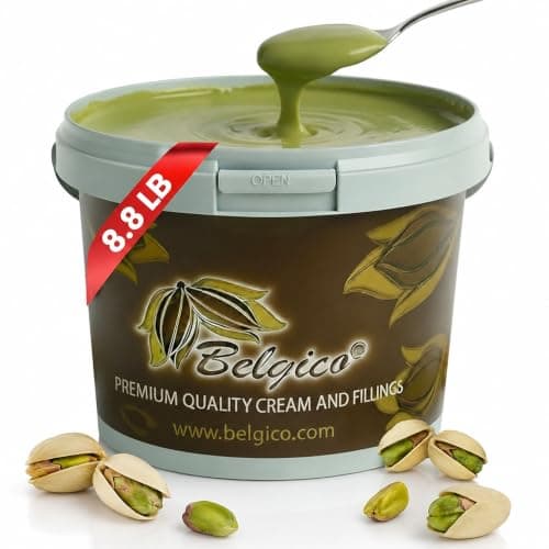 Belgico Pistachio Cream Paste Bulk 4 Kg Tub for Ice Cream, Pastry and Dessert Production, Professional Pistachio Butter Style Spread for Dubai Chocolate and Kataifi Creations - Image 1