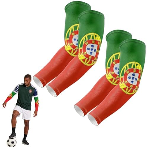 Aegend Arm Sleeves for Men Father's Day, Mundial 2026,Sports Portugal Flag Arm Sleeves for Baseball Football Basketball,Youth & Adult Sizes,2Pairs