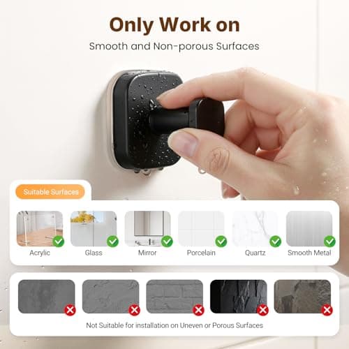 Zrpot 3 PCS Suction Cup Hook for Shower, Suction Cup Hooks for Shower, Door Hooks for Hanging Robe Loofah Removable Wall Hooks for Kitchen Glass Window Black - Thumbnail 3