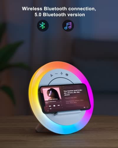 SIDVAR Bluetooth Speaker Night Lightsr,Wireless Charging Modern Speaker,Best Teenage Birthday Gift Ideas Tween Girls Gifts（10W Wireless Charging） - Thumbnail 6