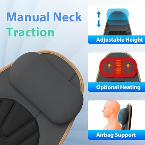 SLOTHMORE Back Massager for Chair, Heated Seat Cushion Massager with Neck Traction, Vibration Massage Pad for Full Body Massage for Office Chair, Home Use - Thumbnail 6