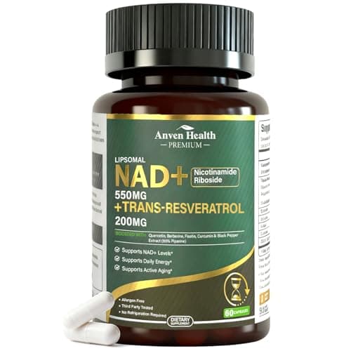 Liposomal NAD+ Resveratrol Supplement - NMN Alternative with Trans-Resveratrol, Quercetin & Fisetin - NAD Plus Booting for Women and Men, Support Cellular Energy & Healthy Aging, Non-GMO | 60 Capsules - Image 1