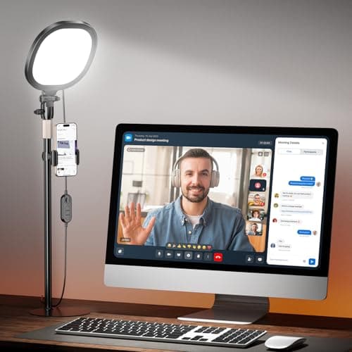 PQRQP Ring Light for Desk, Soft Lighting for Zoom & Video Calls, Selfie Light with Stand & Phone Holder, CRI 97+ Webcam Light for Recording, Streaming, Home Office - Image 1