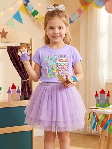 IsPICK Birthday Girl Shirt Toddler Kid Birthday Graphic Tee 4-12 Years - Thumbnail 3