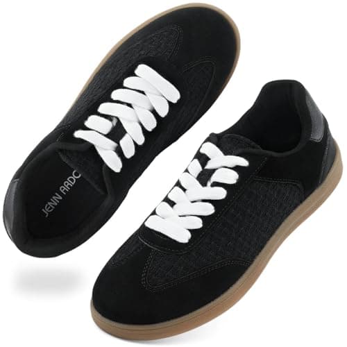 JENN ARDOR Womens Black Fashion Sneakers Casual Walking Shoes Classic Non-Slip Comfort Dress Skate Shoes Size 7 - Image 1